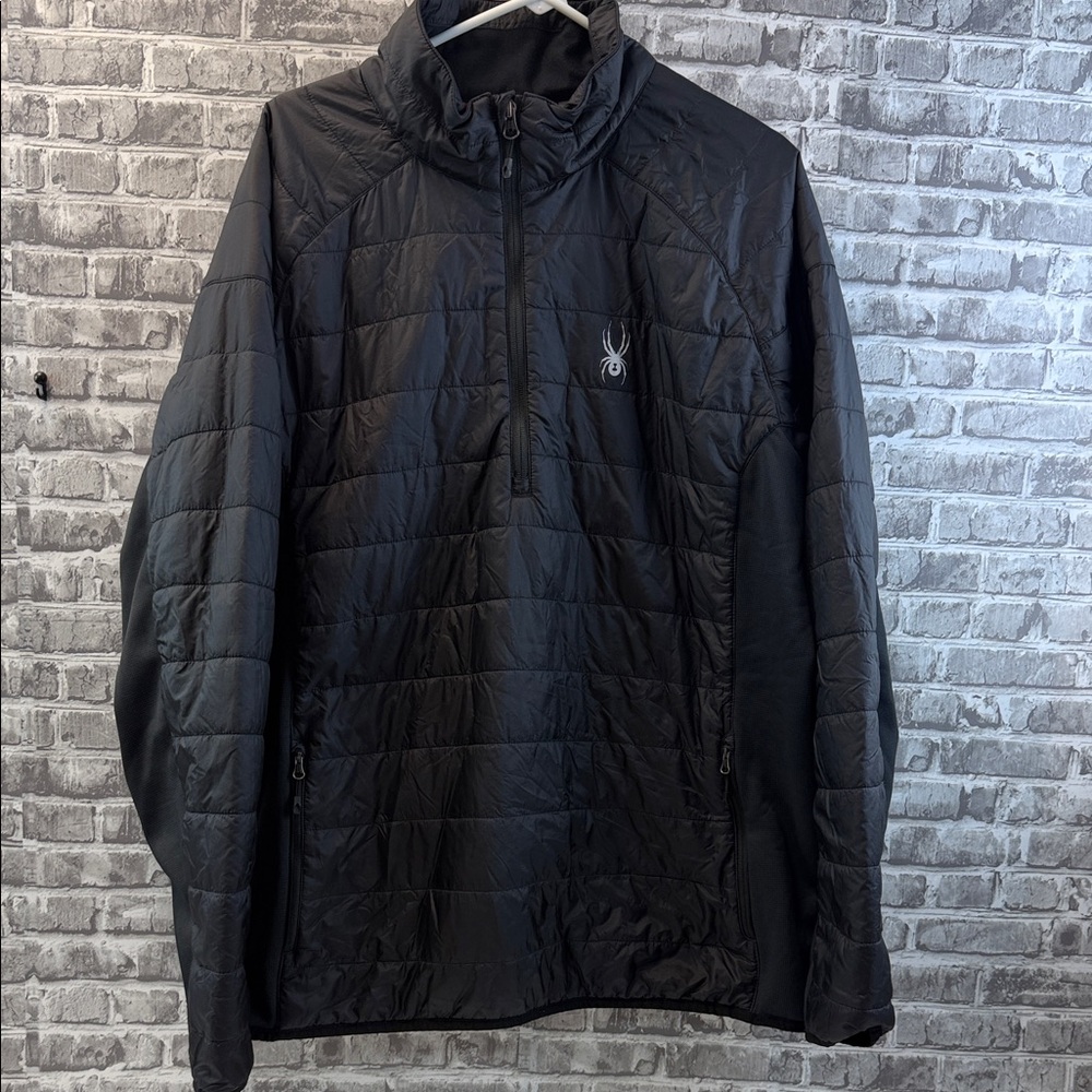 Spyder Men's Dark Black Puffer pullover Jacket‎